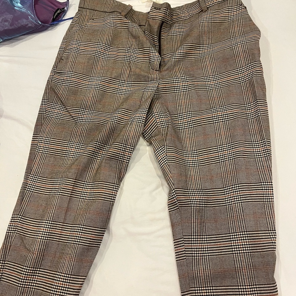 H&M Brown and Black Plaid Women's Pants